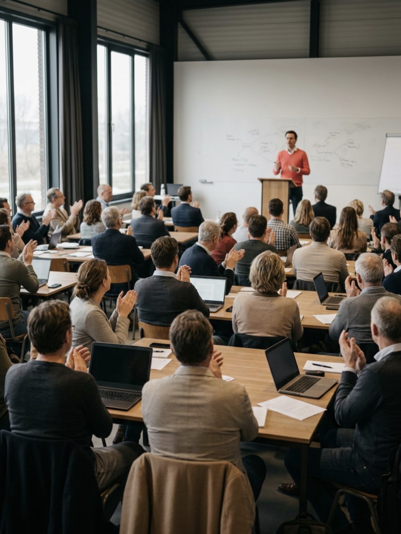Een team presenteert zijn tools aan de andere leden